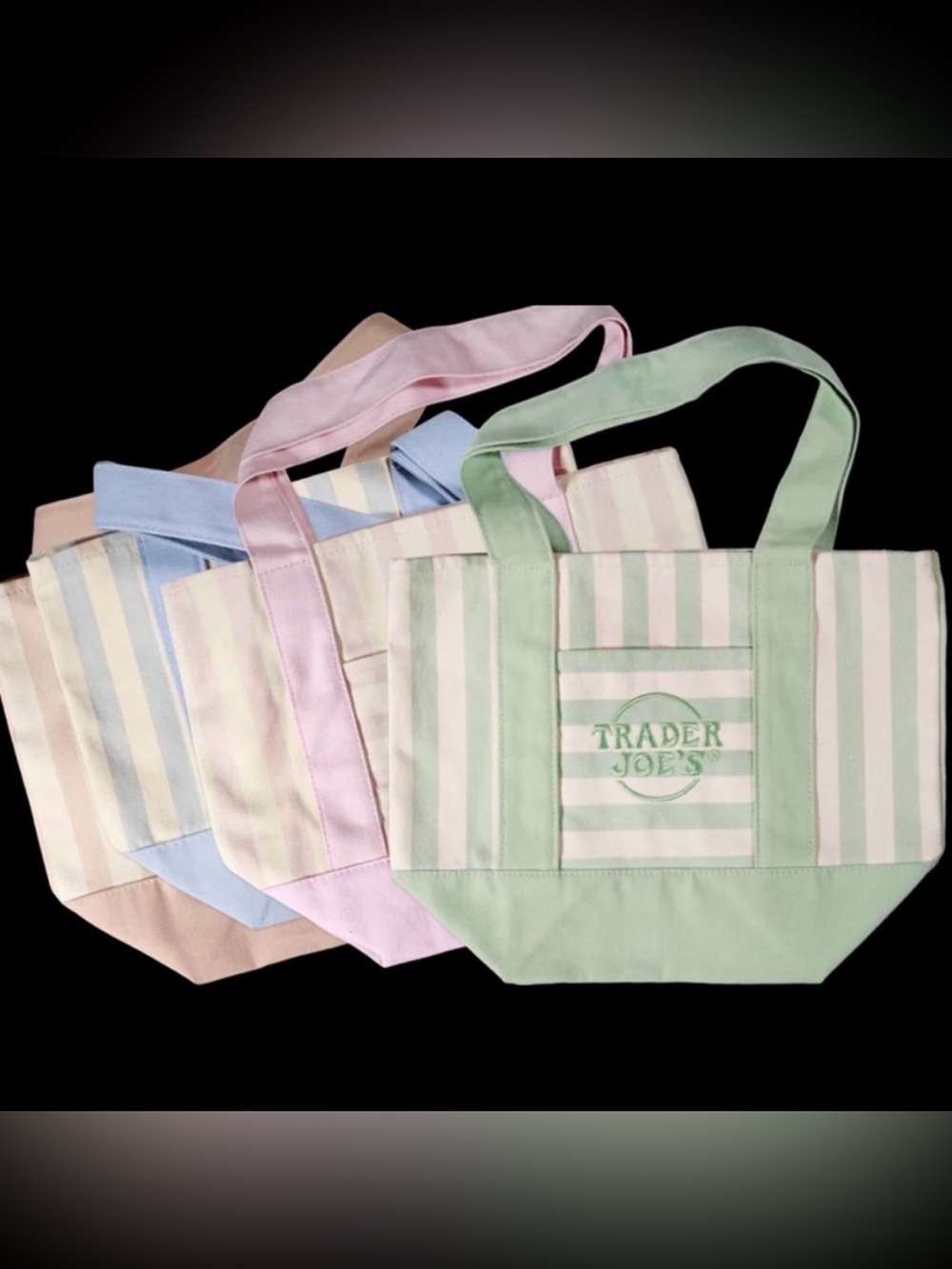 Trader Joe’s Pastel Striped Mini Canvas Tote Bags (set of 4) - Picture 10 of 12